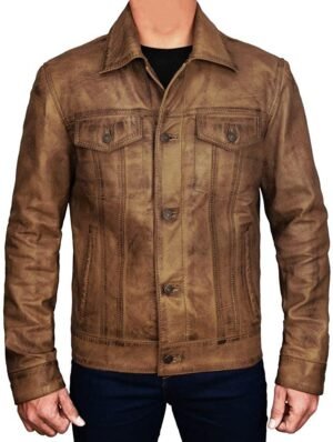 Mens_Slim_Fit_Camel_Brown_Trucker_Jacket