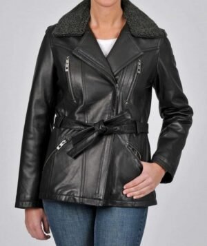 Womens_Black_Belted_Shearling_Collar_Jacket