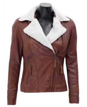 Women’s_Waxed_Leather_Tan_Brown_Shearling_Jacket