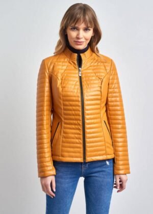 Women’s_Yellow_Leather_Puffer_Jacket