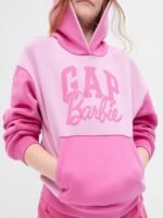 Womens-Gap-X-Barbie-Logo-Pink-Hoodie