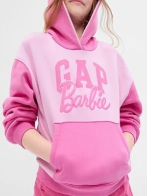 Womens-Gap-X-Barbie-Logo-Pink-Hoodie