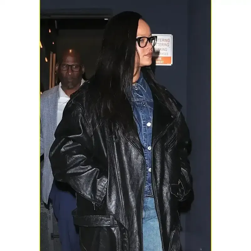 Rihanna 2025 Los Angeles Leather Coat